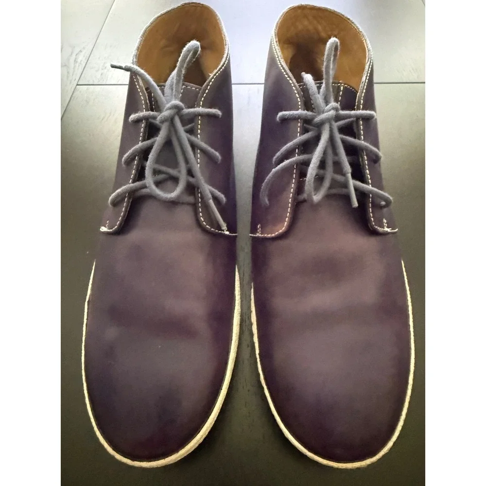 Cole Haan Men's Leather Chukka Boot Size 12M Purple Vibram Cupsole Lace-Up